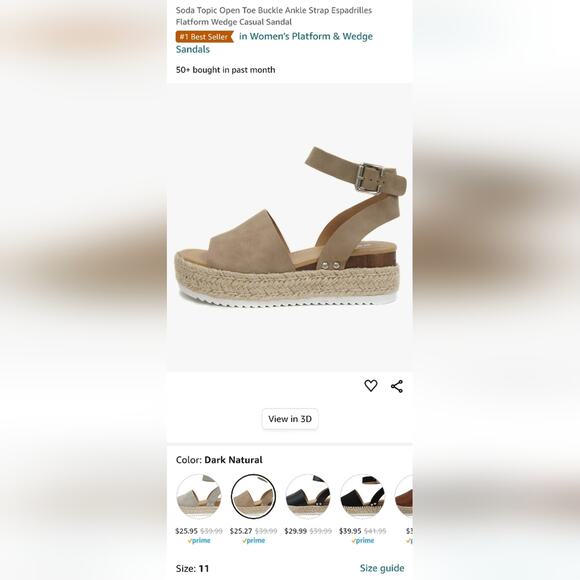 Women's size 11 tan espadrille sandals - Picture 2 of 3